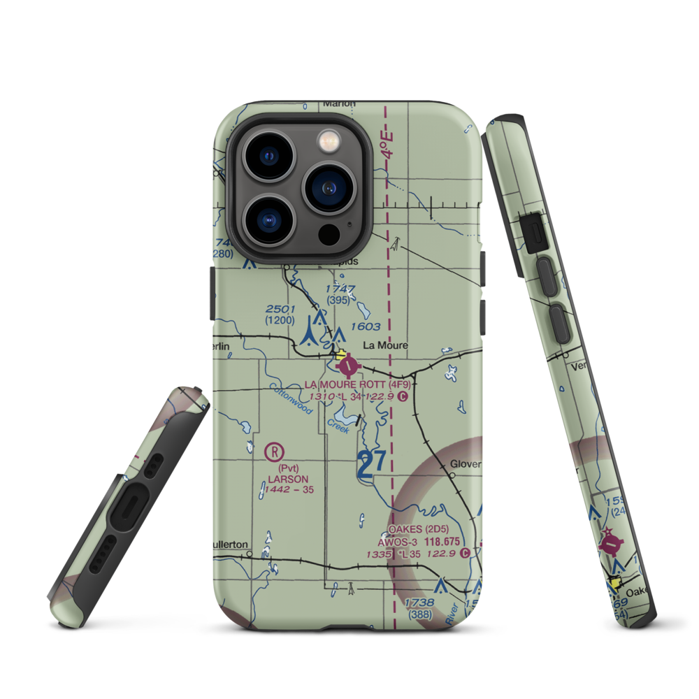 La Moure Rott Municipal Airport (4F9) VFR Sectional  Tough iPhone Case iPhone 13 Pro model shown