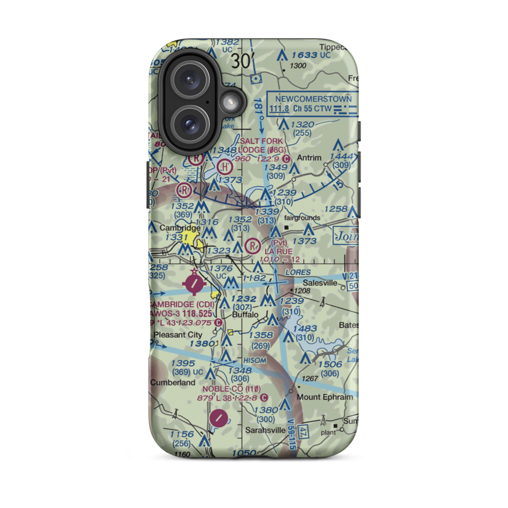La Rue Airport (OH94) VFR Sectional  Tough iPhone Case iPhone 16 Plus model shown