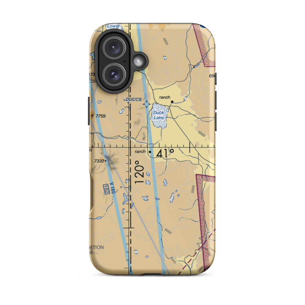 Lackerman Ranch Airport (NV16) VFR Sectional  Tough iPhone Case iPhone 16 Plus model shown