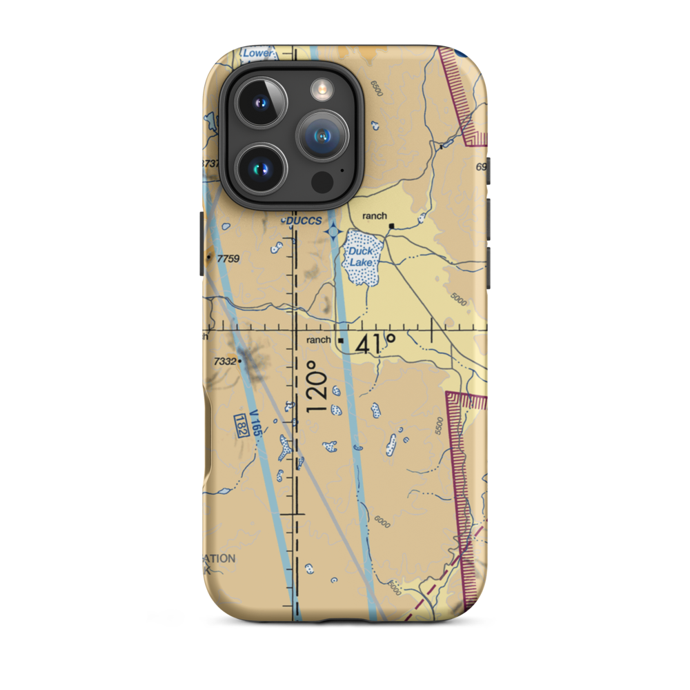 Lackerman Ranch Airport (NV16) VFR Sectional  Tough iPhone Case iPhone 16 Pro Max model shown