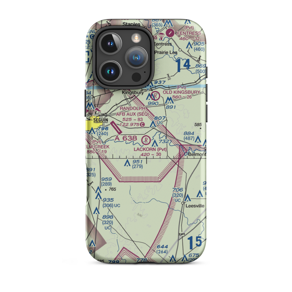 Lackorn Airport (TE51) VFR Sectional  Tough iPhone Case iPhone 16 Pro Max model shown