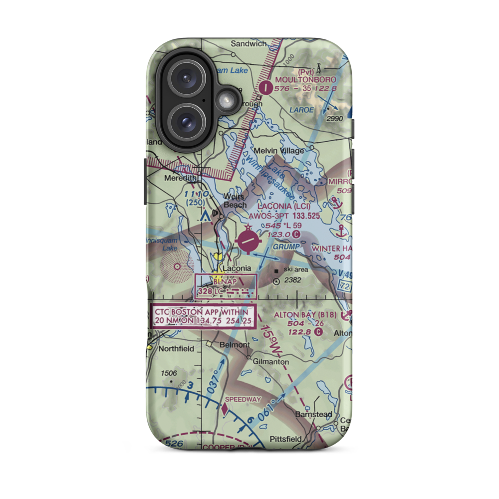 Laconia Municipal Airport (LCI) VFR Sectional  Tough iPhone Case iPhone 16 Plus model shown
