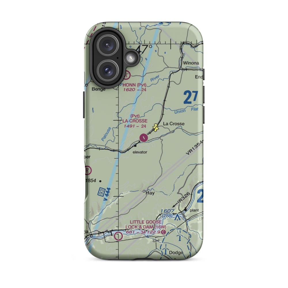 Lacrosse Municipal Airport (WA30) VFR Sectional  Tough iPhone Case iPhone 16 Plus model shown