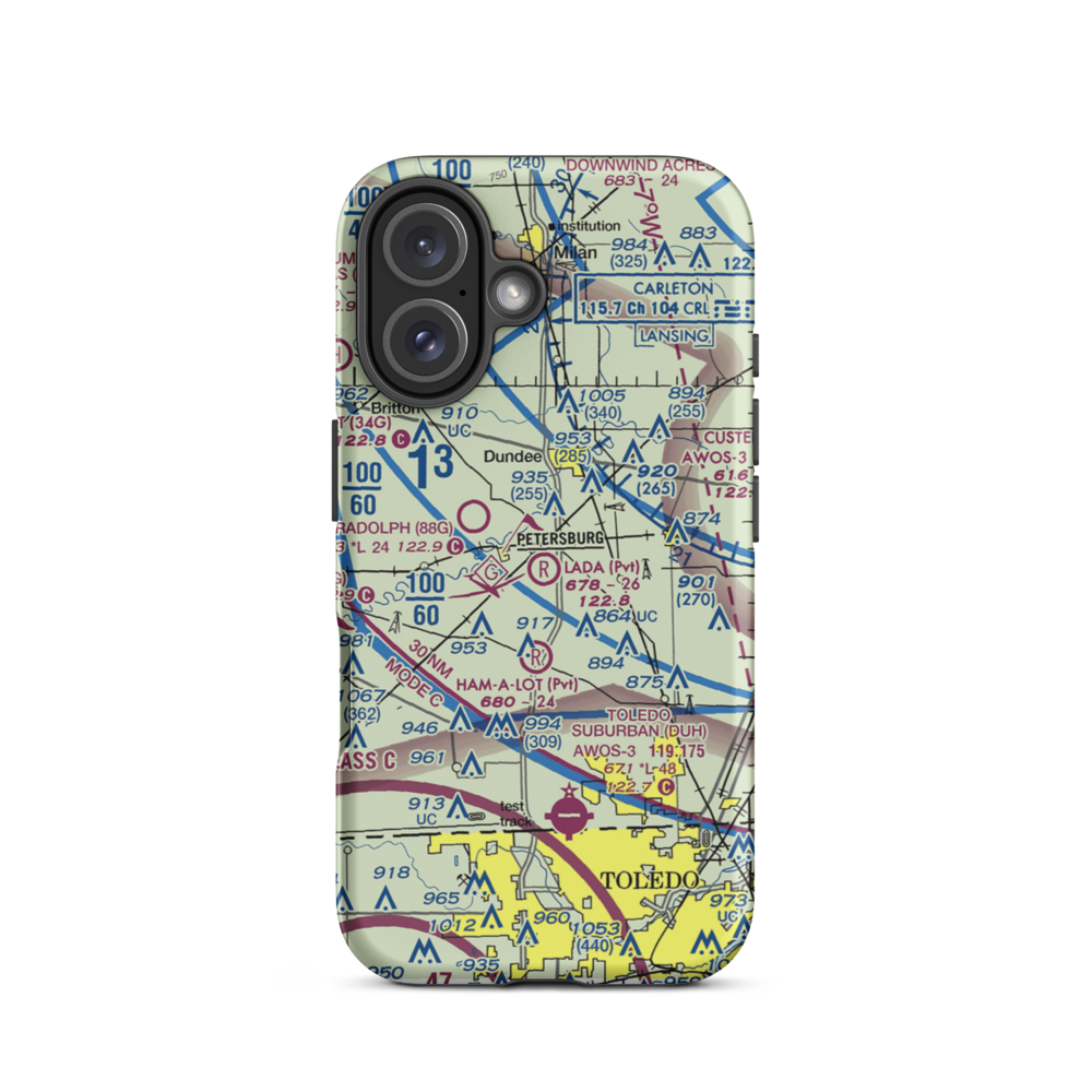 Lada Airport (7MI5) VFR Sectional  Tough iPhone Case iPhone 16 model shown