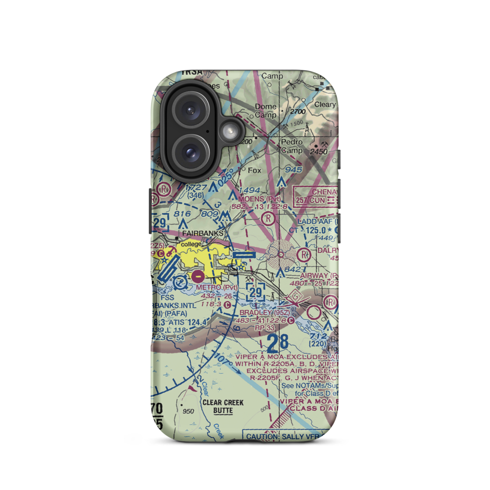 Ladd AAF Airfield (FBK) VFR Sectional  Tough iPhone Case iPhone 16 model shown