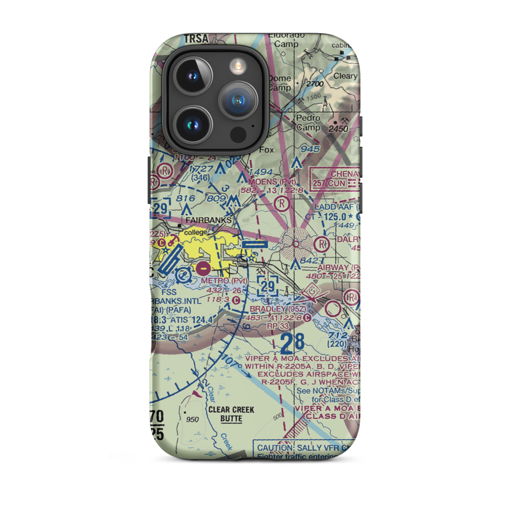 Ladd AAF Airfield (FBK) VFR Sectional  Tough iPhone Case iPhone 16 Pro Max model shown