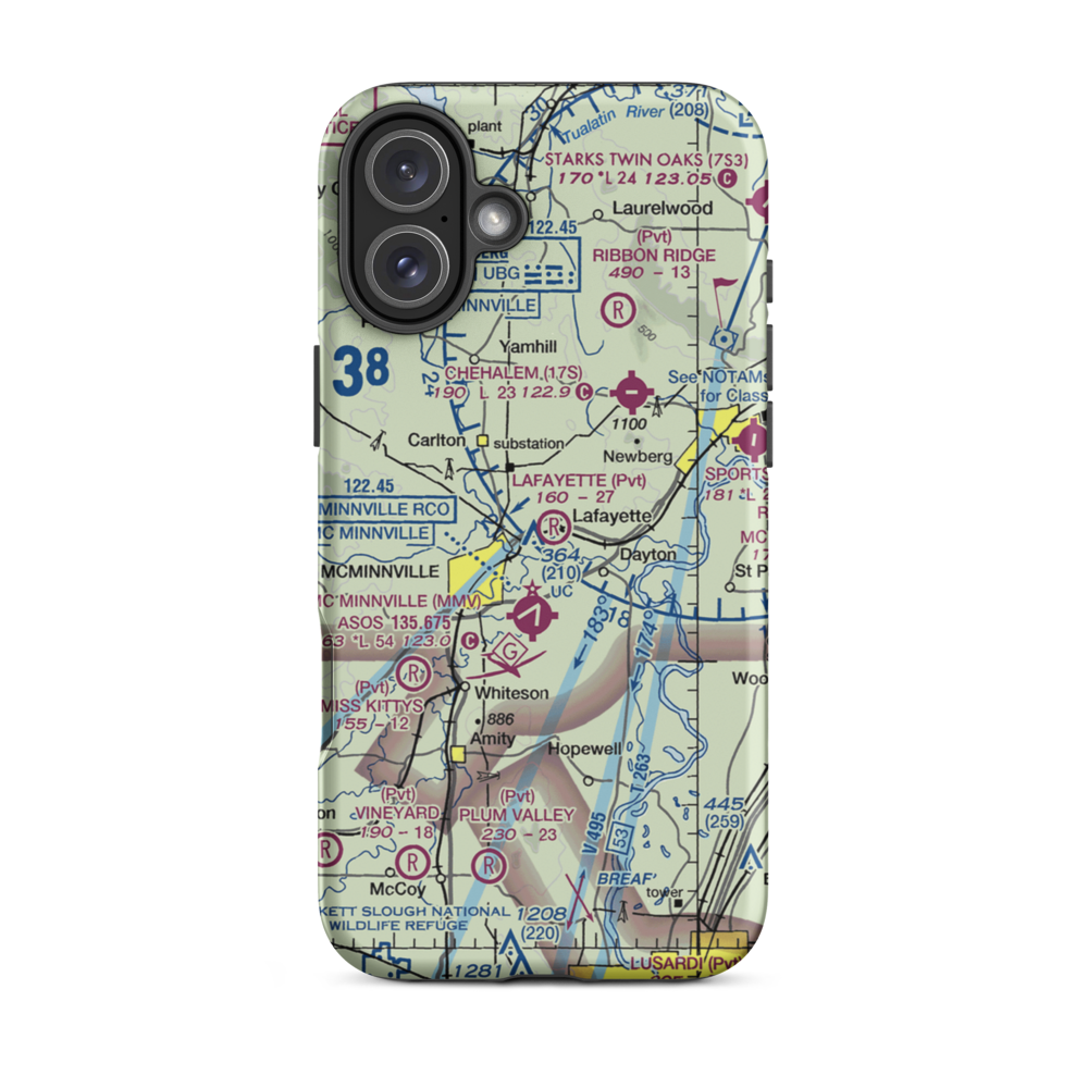 Lafayette Airstrip (OR90) VFR Sectional  Tough iPhone Case iPhone 16 Plus model shown