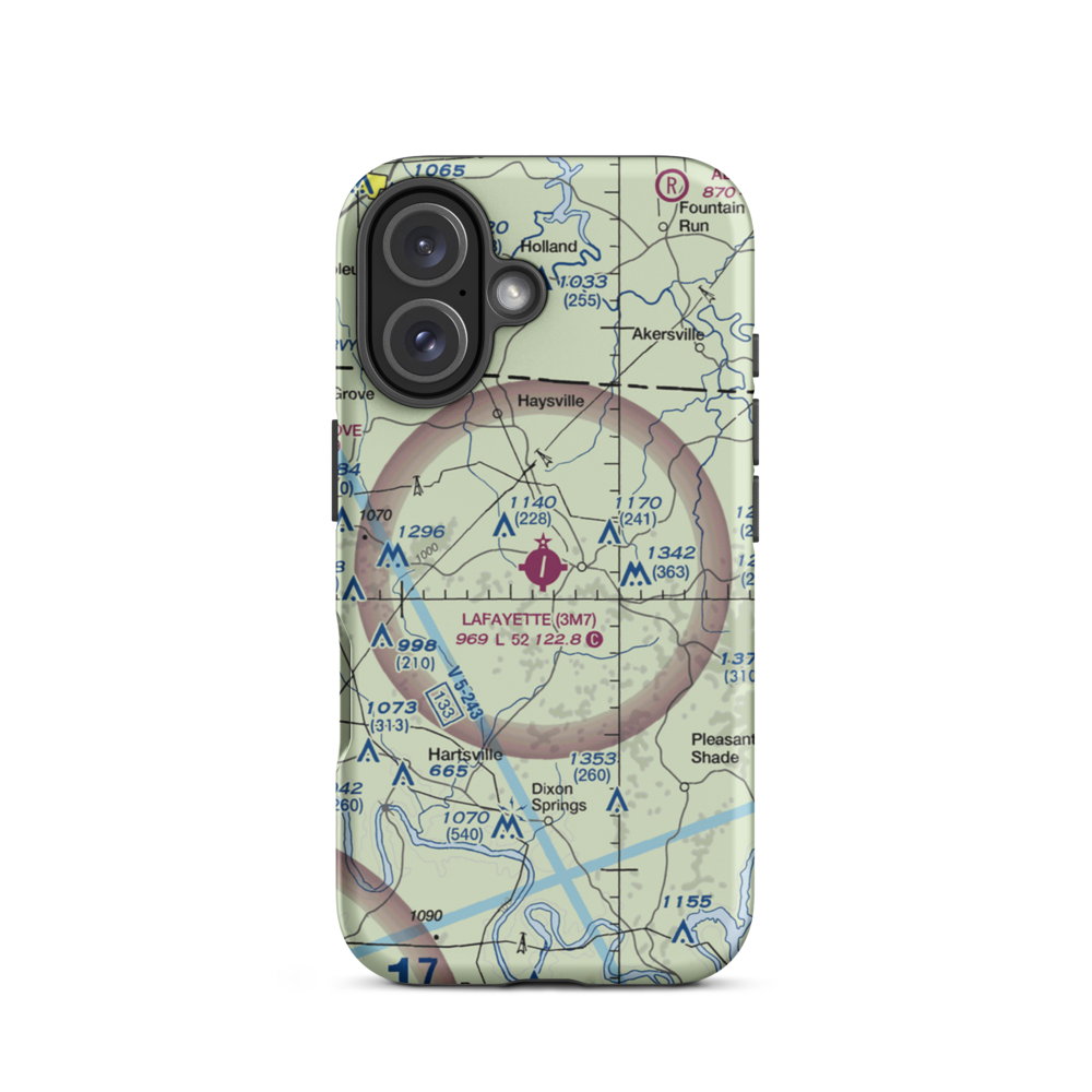 Lafayette Municipal Airport (3M7) VFR Sectional  Tough iPhone Case iPhone 16 model shown