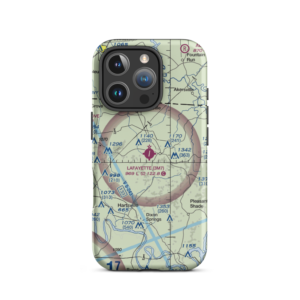 Lafayette Municipal Airport (3M7) VFR Sectional  Tough iPhone Case iPhone 16 Pro model shown