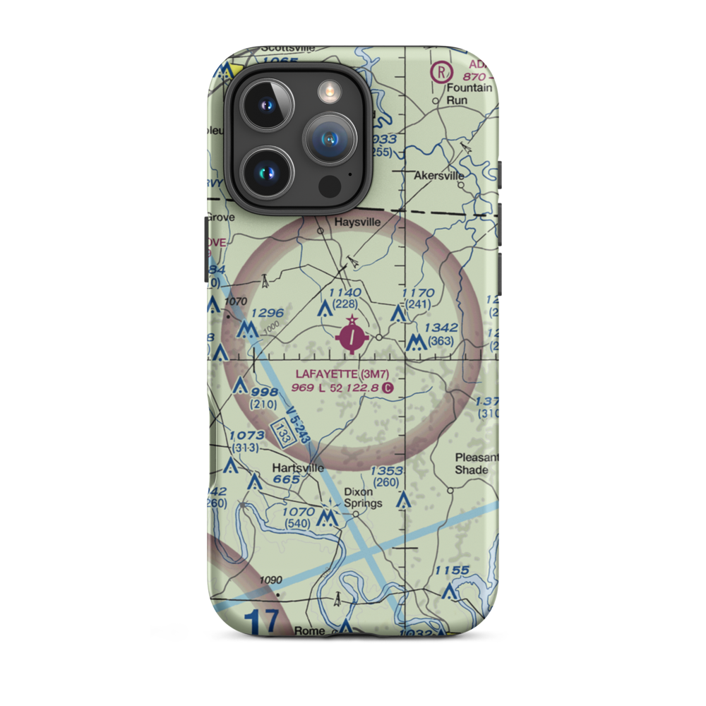 Lafayette Municipal Airport (3M7) VFR Sectional  Tough iPhone Case iPhone 16 Pro Max model shown