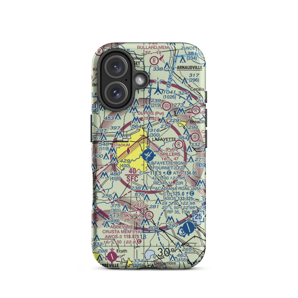 Lafayette Regional Airport (LFT) VFR Sectional  Tough iPhone Case iPhone 16 model shown