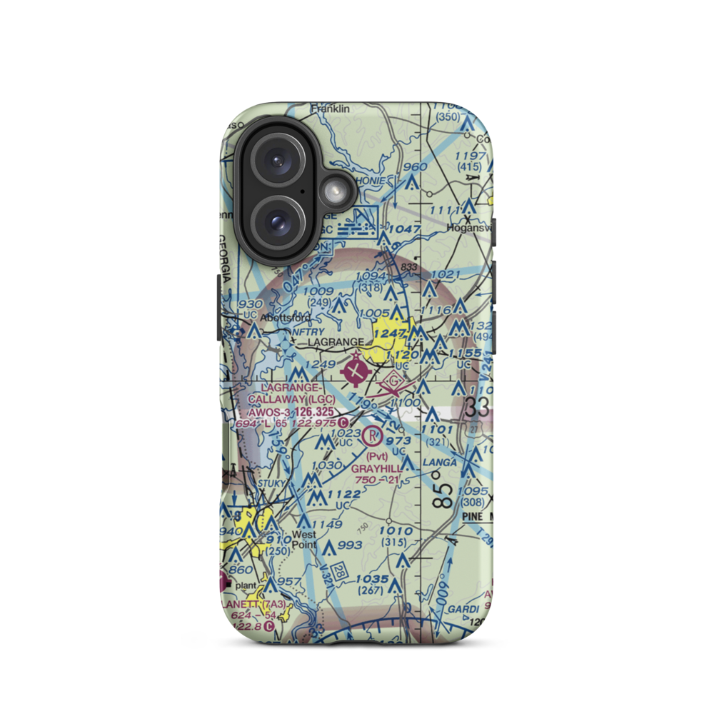 LaGrange Callaway Airport (LGC) VFR Sectional  Tough iPhone Case iPhone 16 model shown