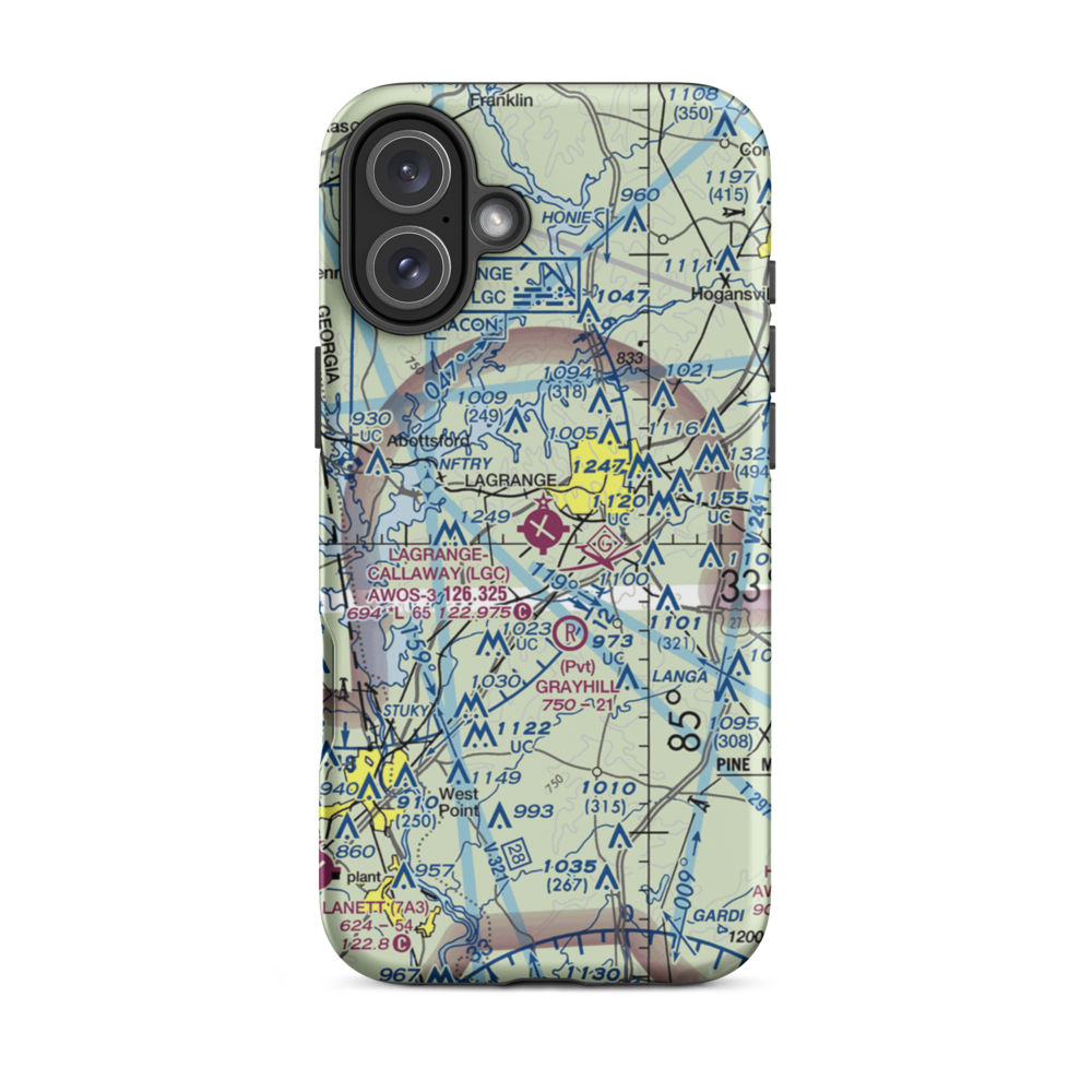 LaGrange Callaway Airport (LGC) VFR Sectional  Tough iPhone Case iPhone 16 Plus model shown