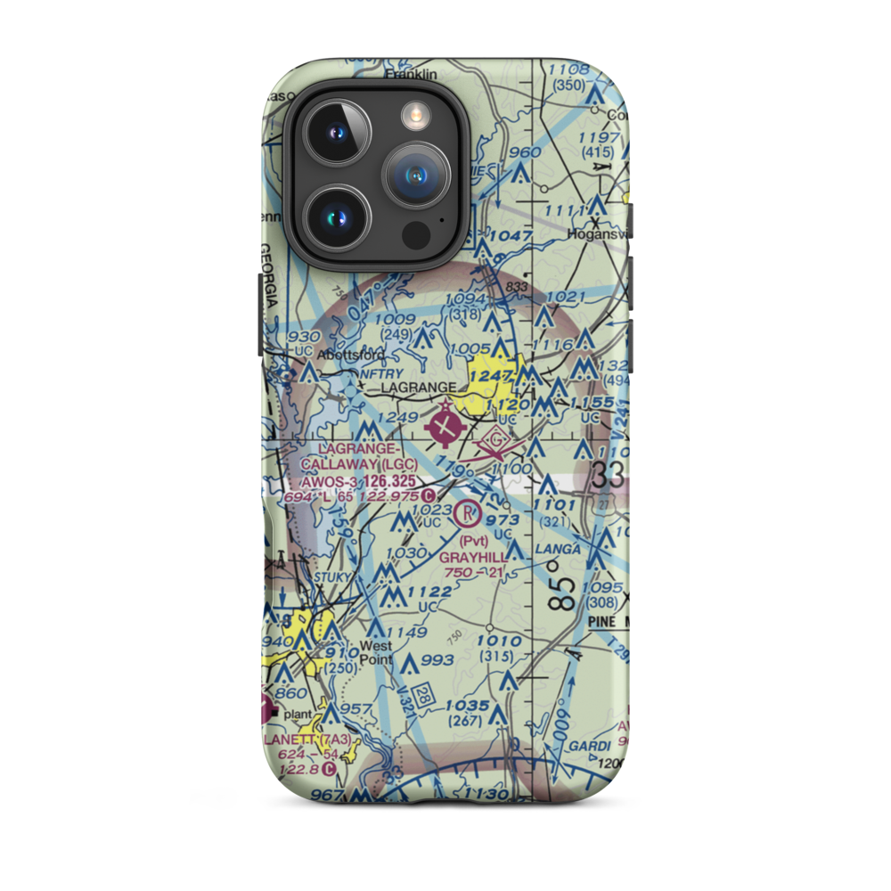LaGrange Callaway Airport (LGC) VFR Sectional  Tough iPhone Case iPhone 16 Pro Max model shown