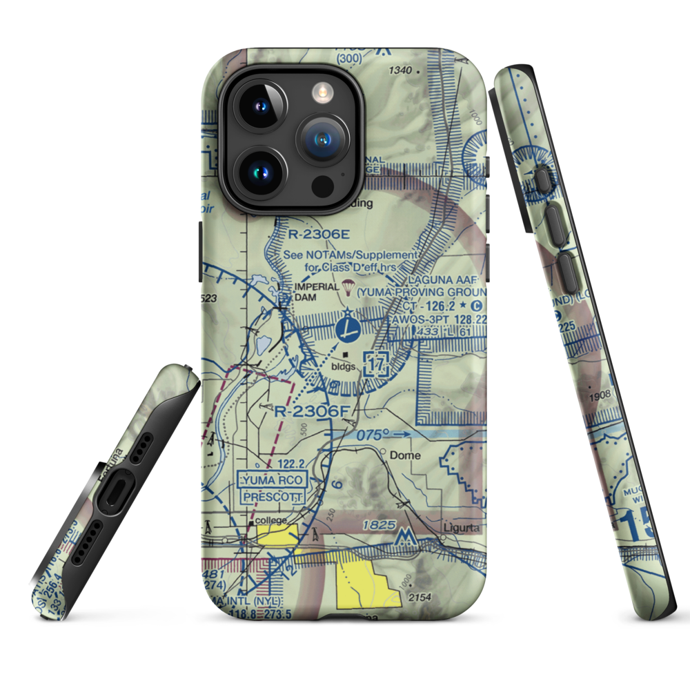 Laguna Army Airfield (LGF) VFR Sectional  Tough iPhone Case iPhone 15 Pro Max model shown