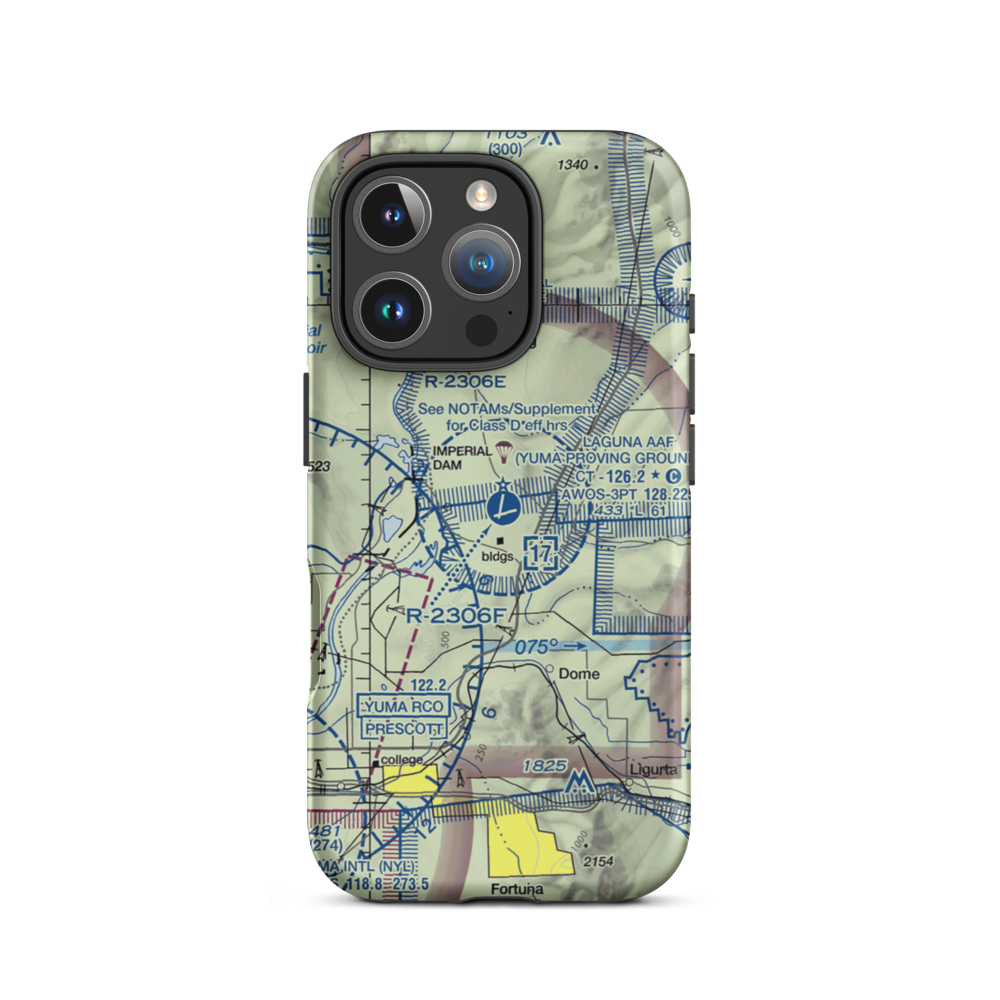 Laguna Army Airfield (LGF) VFR Sectional  Tough iPhone Case iPhone 16 Pro model shown