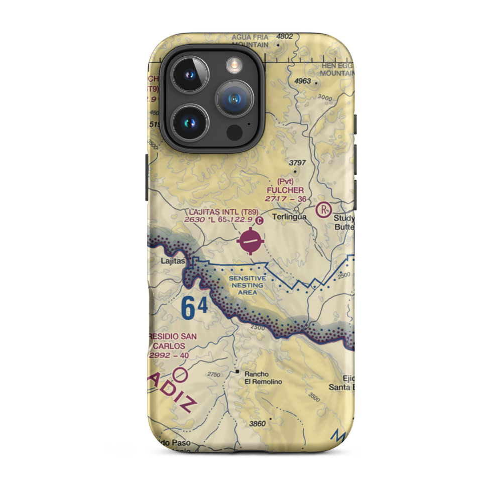 Lajitas International Airport (T89) VFR Sectional  Tough iPhone Case iPhone 16 Pro Max model shown