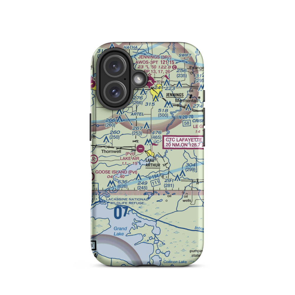 Lake Air Service Airport (LA32) VFR Sectional  Tough iPhone Case iPhone 16 model shown