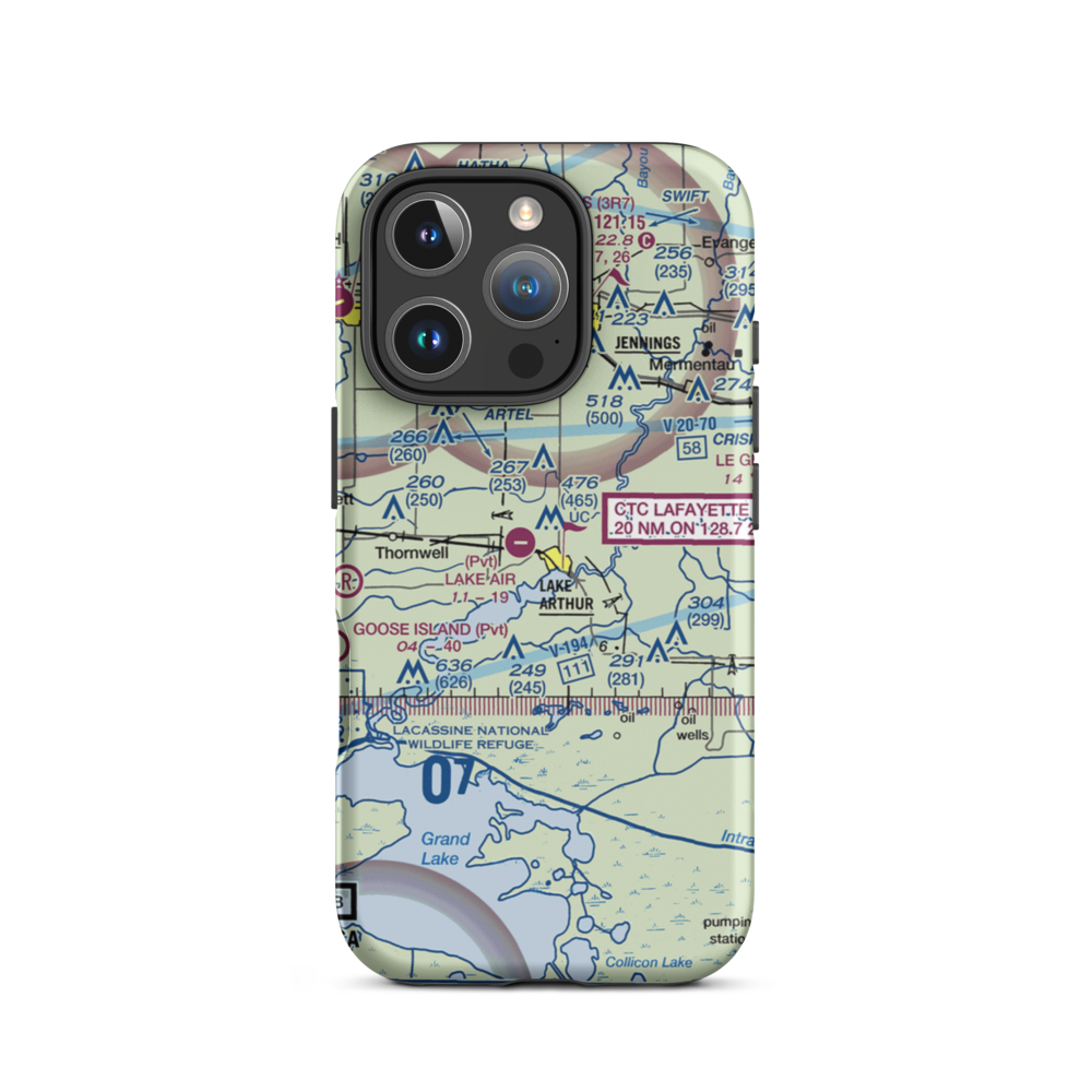 Lake Air Service Airport (LA32) VFR Sectional  Tough iPhone Case iPhone 16 Pro model shown