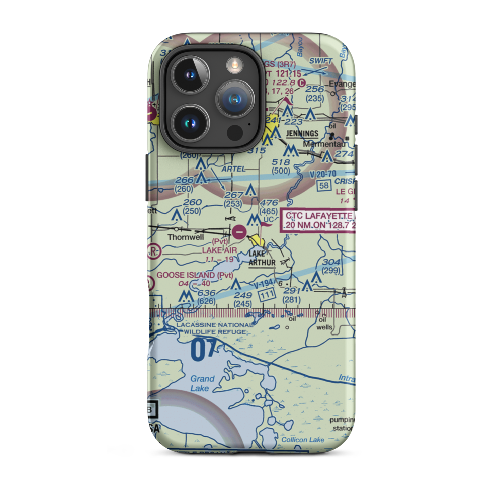 Lake Air Service Airport (LA32) VFR Sectional  Tough iPhone Case iPhone 16 Pro Max model shown