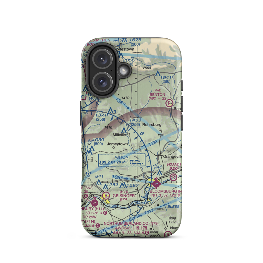 Lake Airport (19PA) VFR Sectional  Tough iPhone Case iPhone 16 model shown