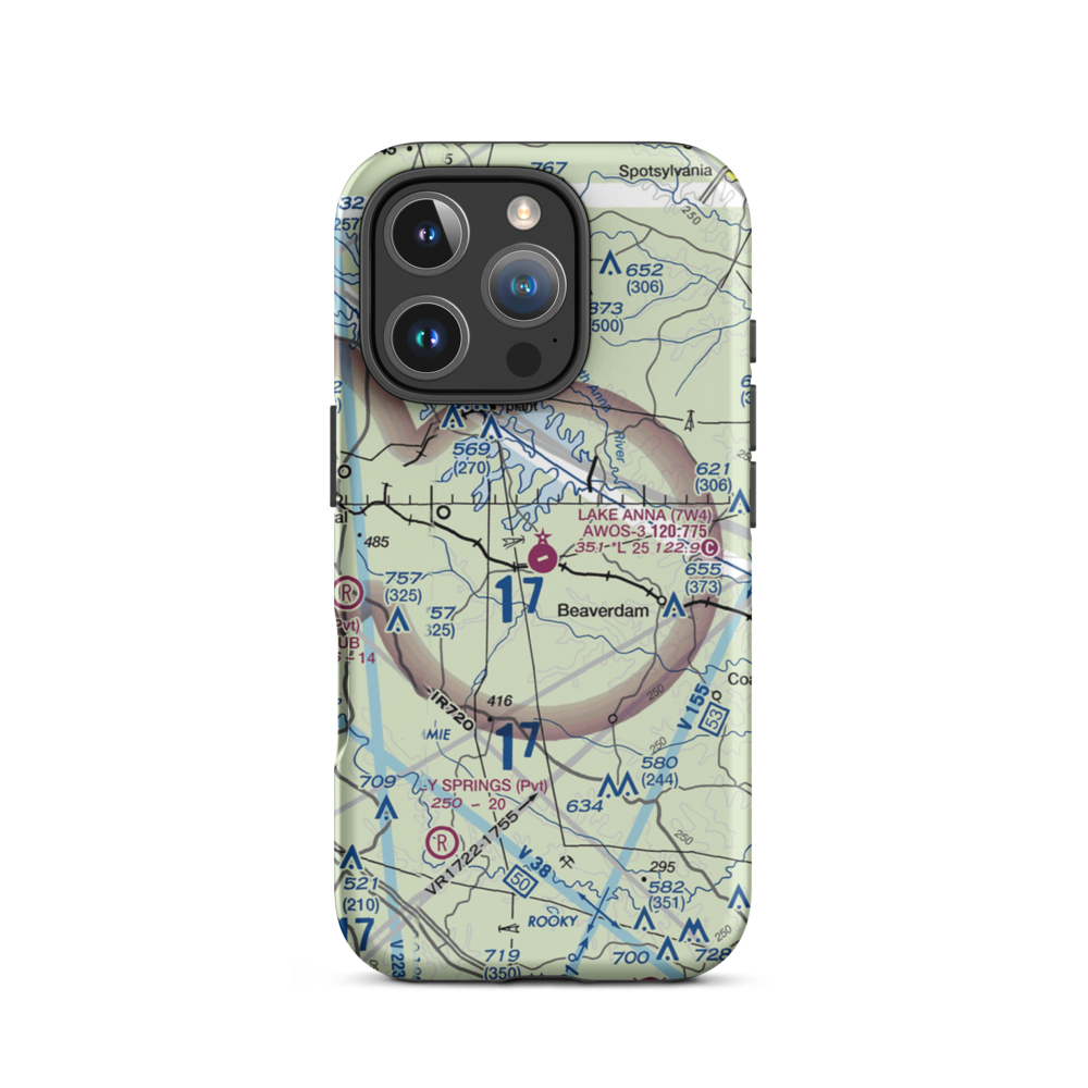Lake Anna Airport (7W4) VFR Sectional  Tough iPhone Case iPhone 16 Pro model shown
