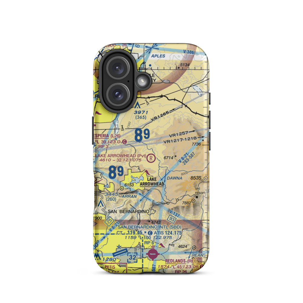 Lake Arrowhead Airport (2CN8) VFR Sectional  Tough iPhone Case iPhone 16 model shown