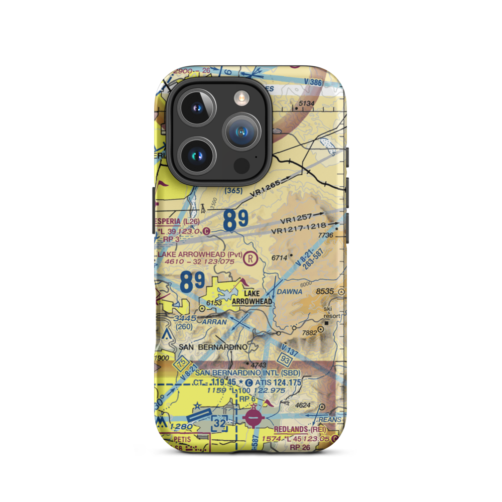 Lake Arrowhead Airport (2CN8) VFR Sectional  Tough iPhone Case iPhone 16 Pro model shown