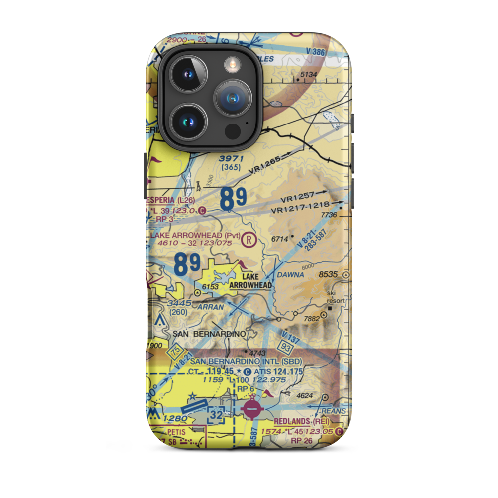 Lake Arrowhead Airport (2CN8) VFR Sectional  Tough iPhone Case iPhone 16 Pro Max model shown