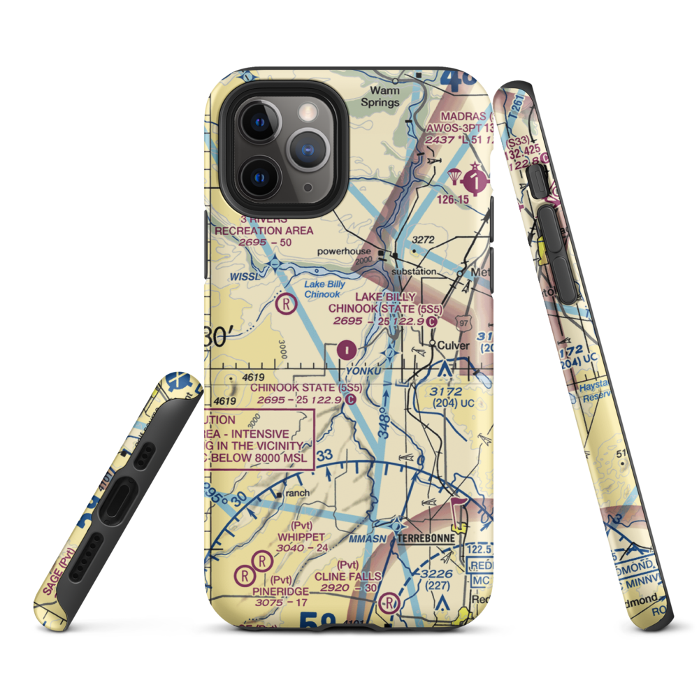 Lake Billy Chinook State Airport (5S5) VFR Sectional  Tough iPhone Case iPhone 11 Pro model shown