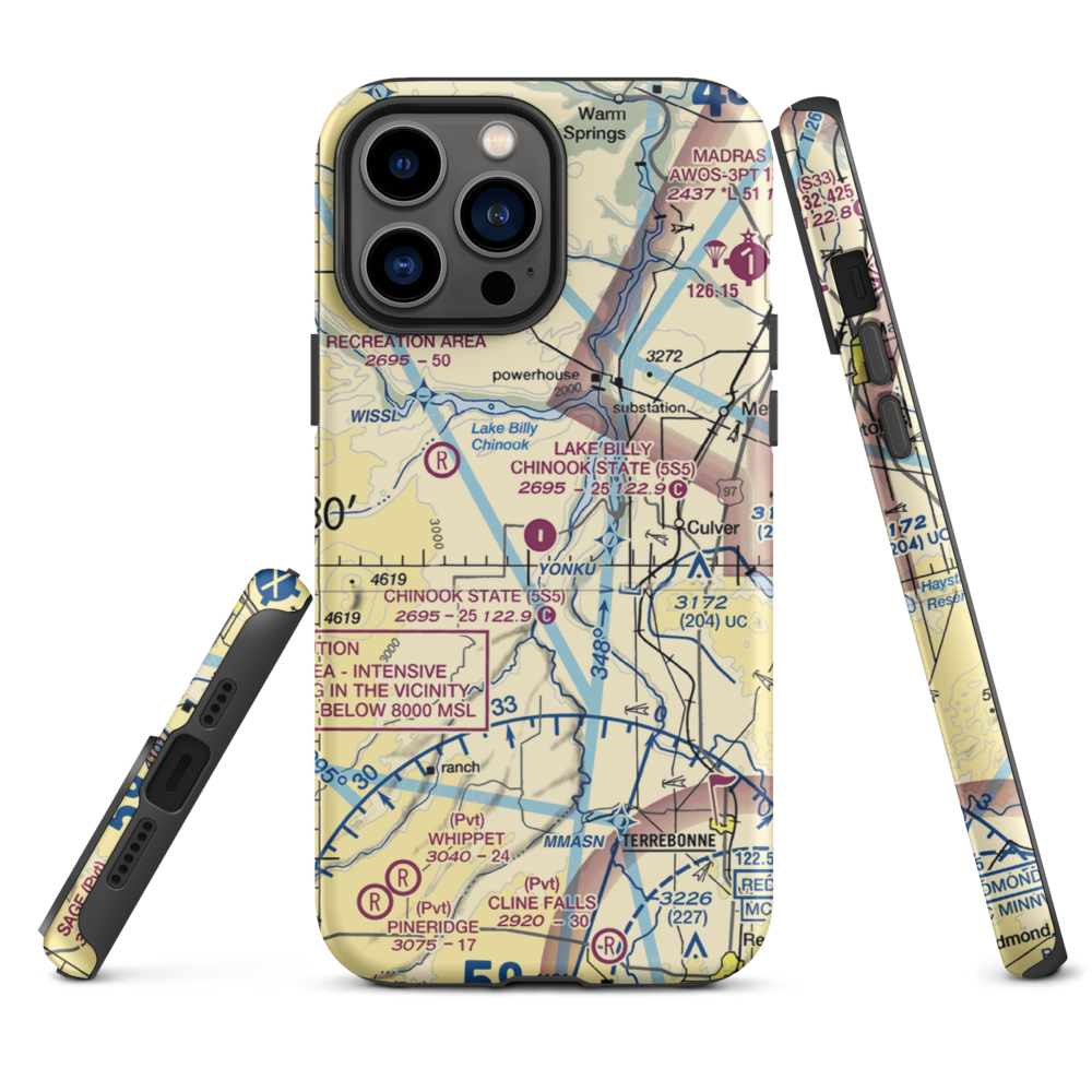 Lake Billy Chinook State Airport (5S5) VFR Sectional  Tough iPhone Case iPhone 13 Pro Max model shown