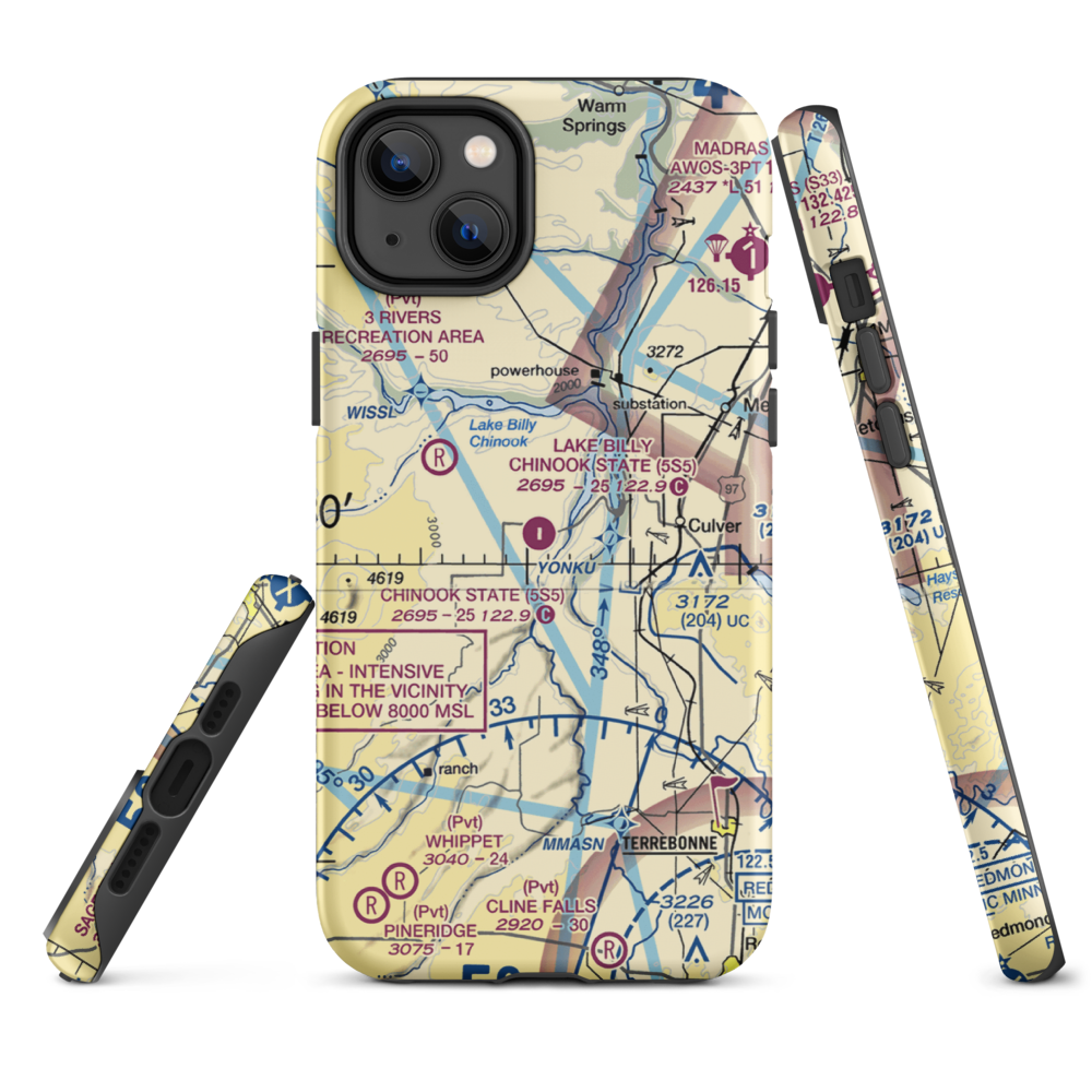 Lake Billy Chinook State Airport (5S5) VFR Sectional  Tough iPhone Case iPhone 14 Plus model shown