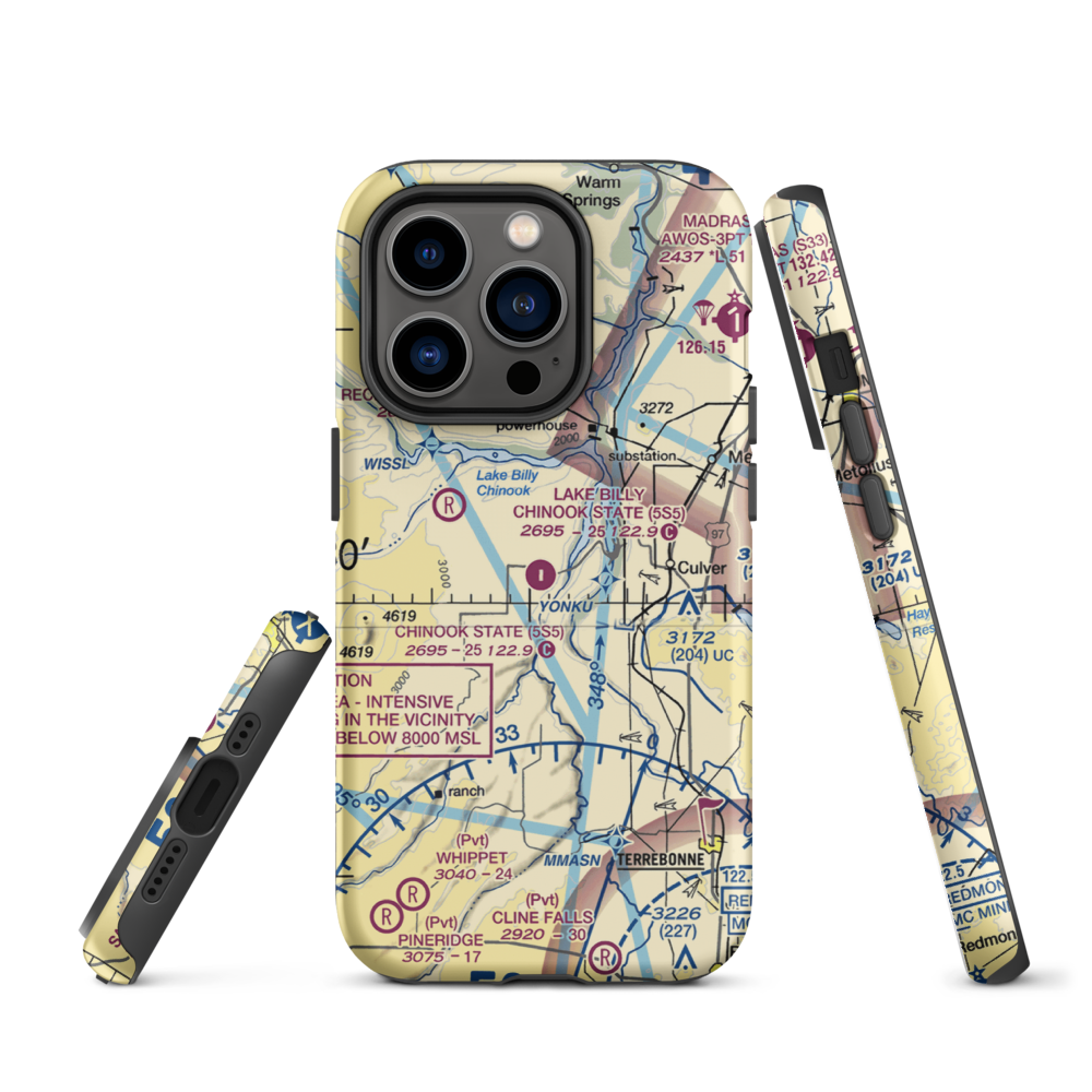 Lake Billy Chinook State Airport (5S5) VFR Sectional  Tough iPhone Case iPhone 14 Pro model shown