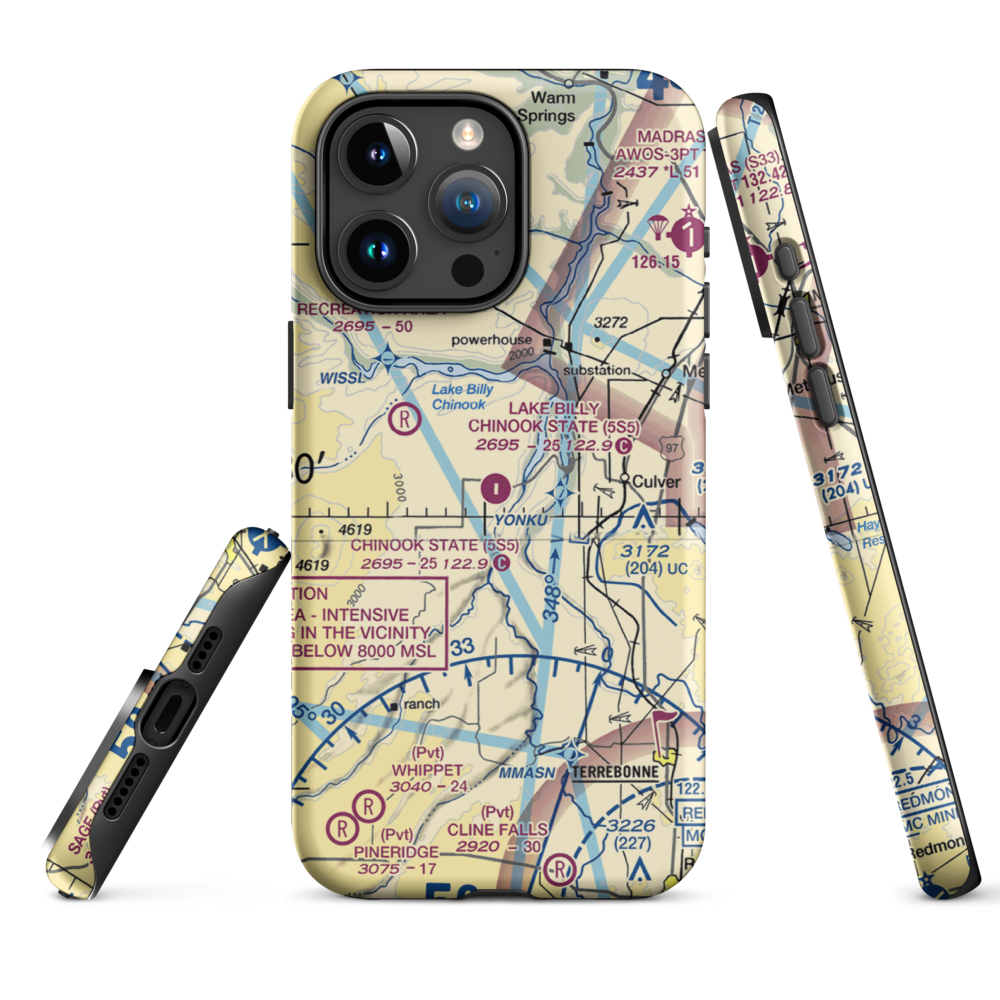 Lake Billy Chinook State Airport (5S5) VFR Sectional  Tough iPhone Case iPhone 15 Pro Max model shown