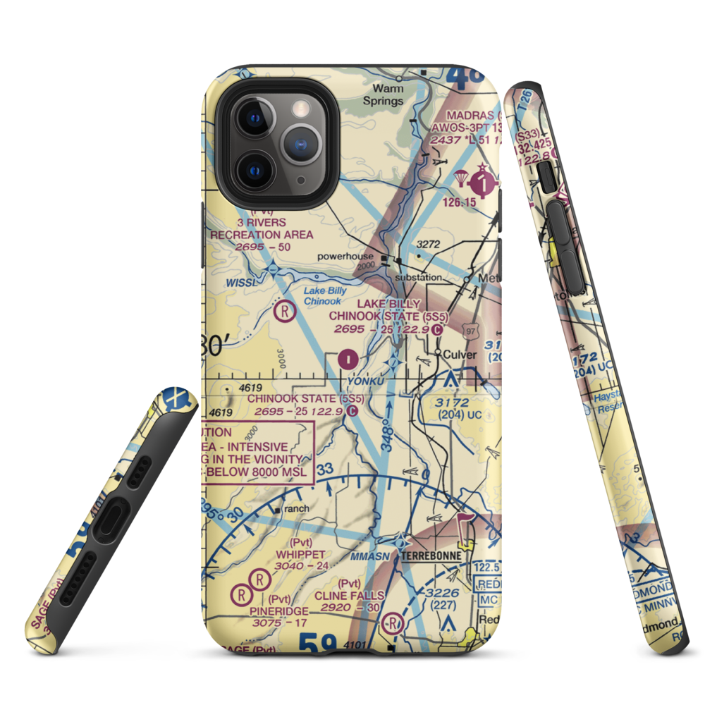 Lake Billy Chinook State Airport (5S5) VFR Sectional  Tough iPhone Case iPhone 11 Pro Max model shown