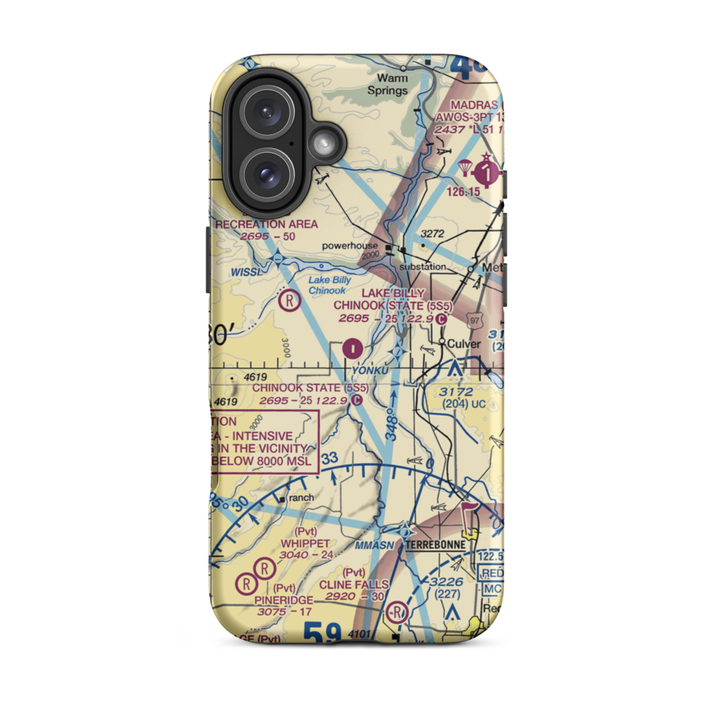 Lake Billy Chinook State Airport (5S5) VFR Sectional  Tough iPhone Case iPhone 16 Plus model shown
