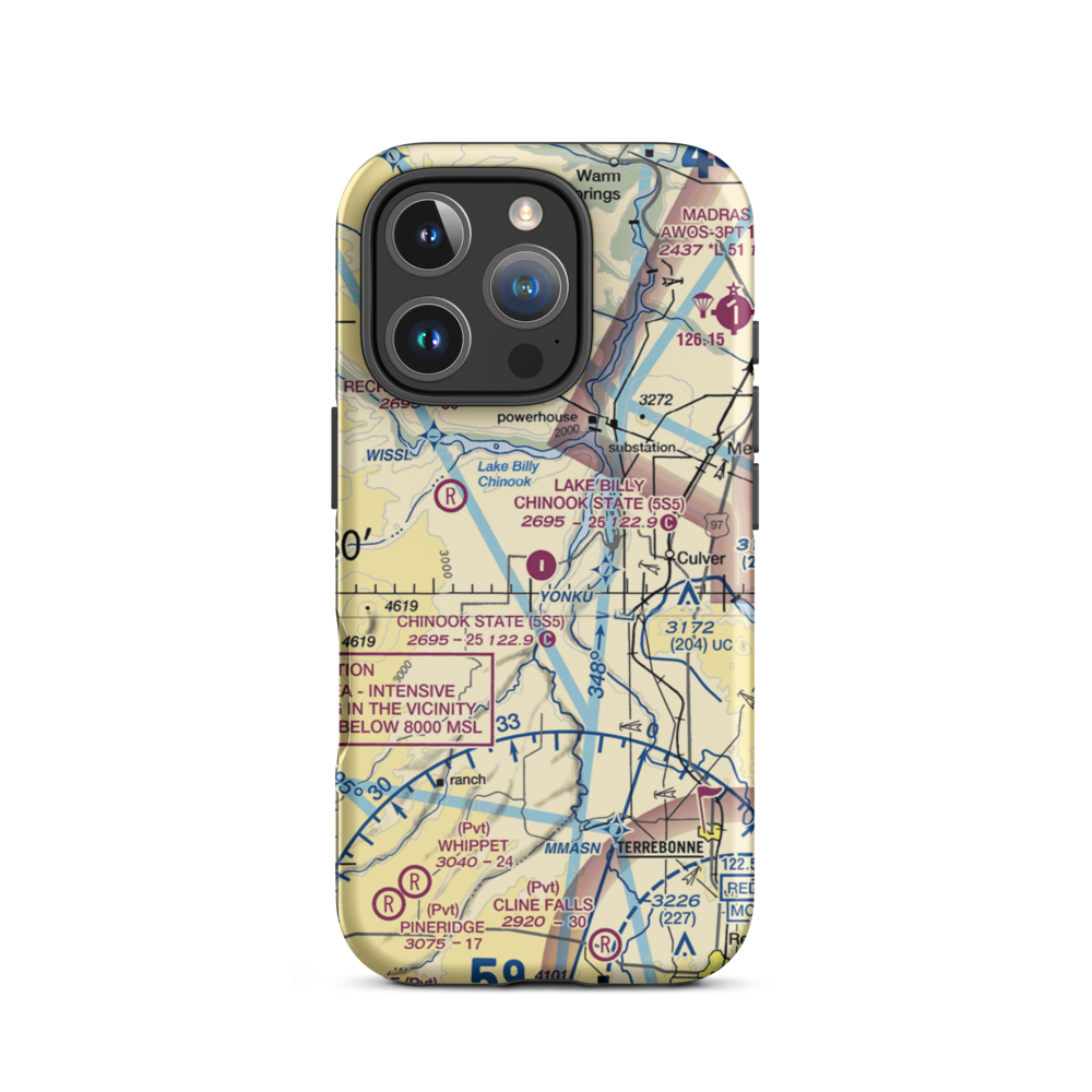 Lake Billy Chinook State Airport (5S5) VFR Sectional  Tough iPhone Case iPhone 16 Pro model shown