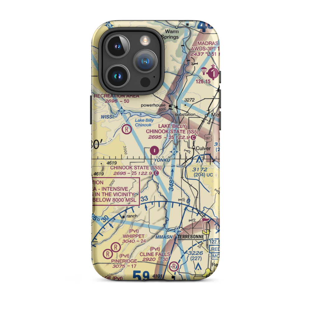 Lake Billy Chinook State Airport (5S5) VFR Sectional  Tough iPhone Case iPhone 16 Pro Max model shown