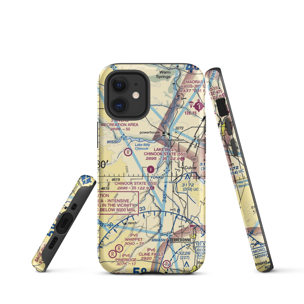 Lake Billy Chinook State Airport (5S5) VFR Sectional  Tough iPhone Case iPhone 12 mini model shown