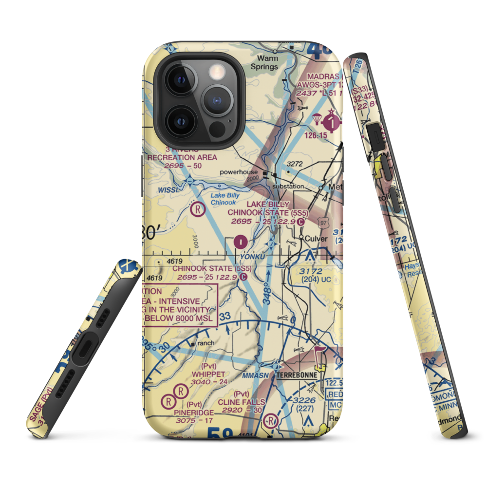 Lake Billy Chinook State Airport (5S5) VFR Sectional  Tough iPhone Case iPhone 12 Pro Max model shown