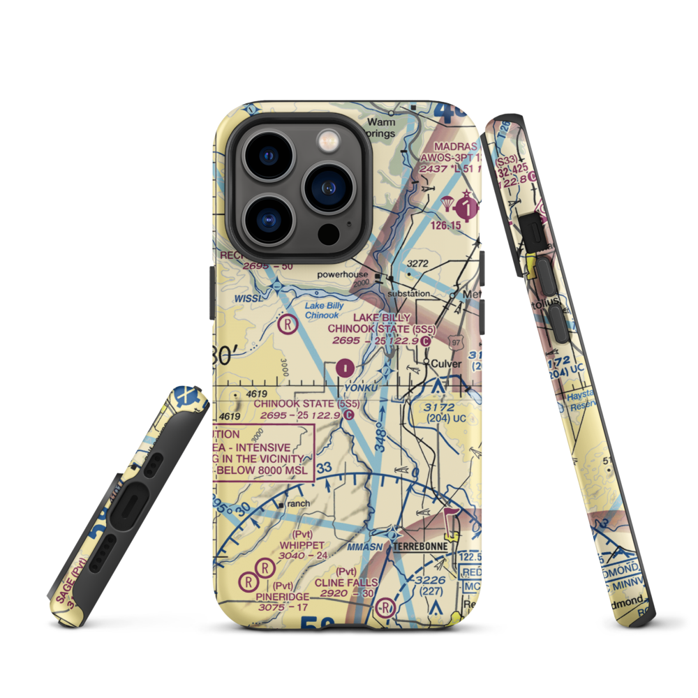 Lake Billy Chinook State Airport (5S5) VFR Sectional  Tough iPhone Case iPhone 13 Pro model shown