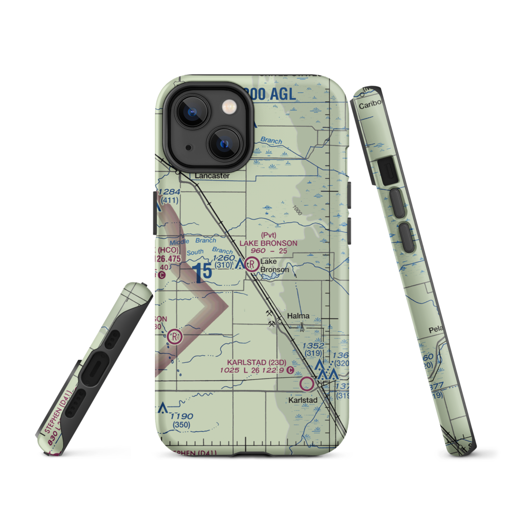 Lake Bronson Airport (27MN) VFR Sectional  Tough iPhone Case iPhone 14 model shown