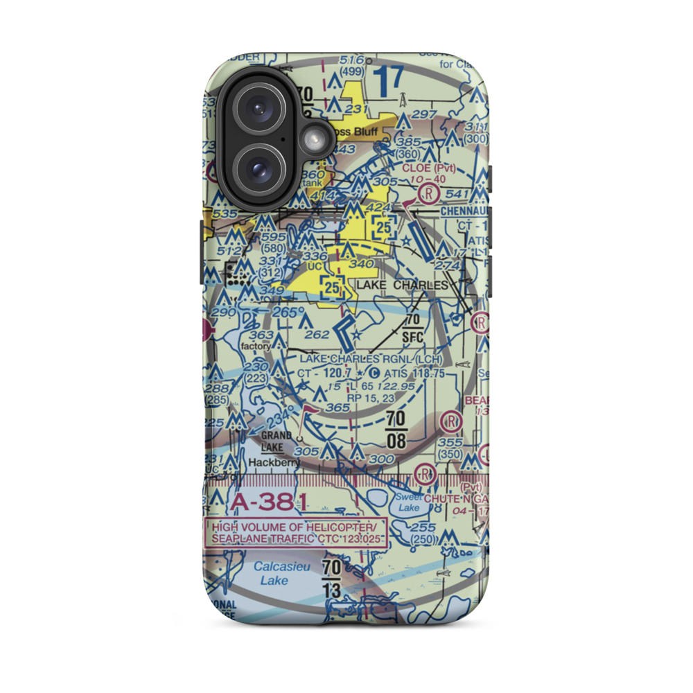 Lake Charles Regional Airport (LCH) VFR Sectional  Tough iPhone Case iPhone 16 Plus model shown