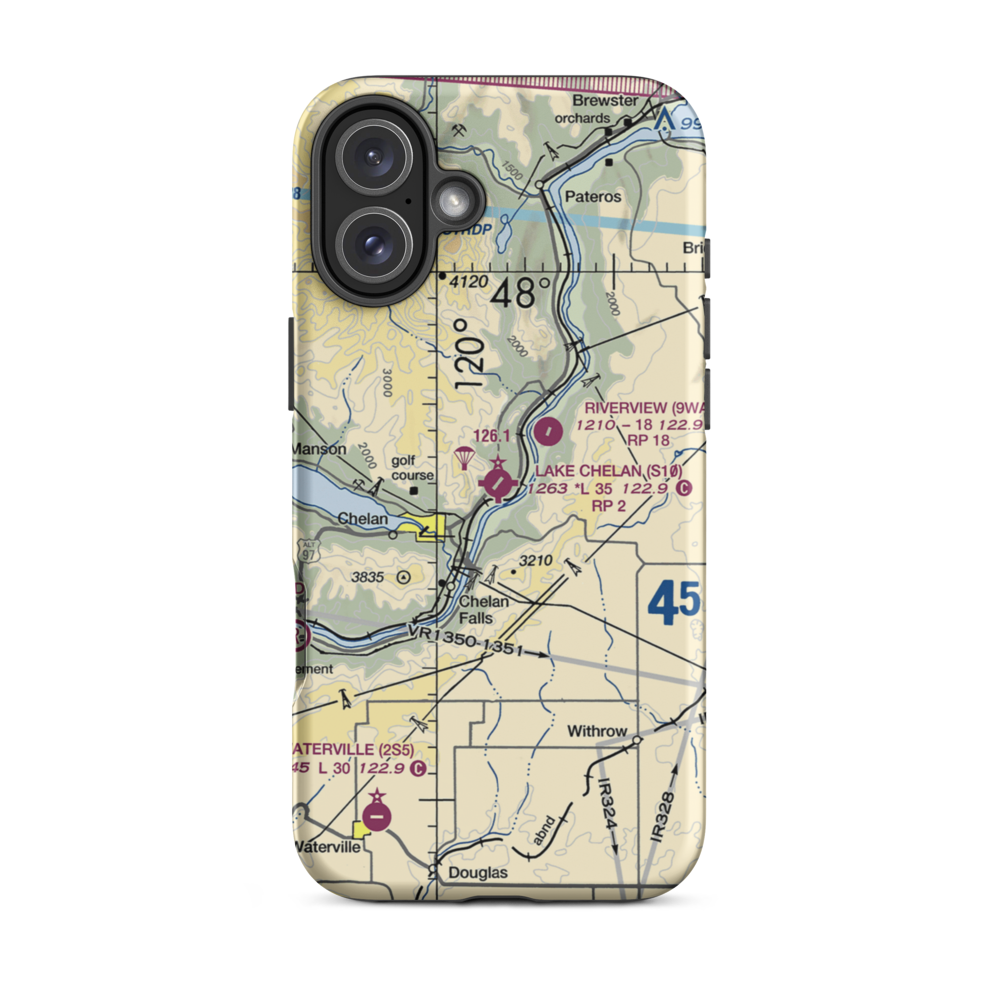 Lake Chelan Airport (S10) VFR Sectional  Tough iPhone Case iPhone 16 Plus model shown