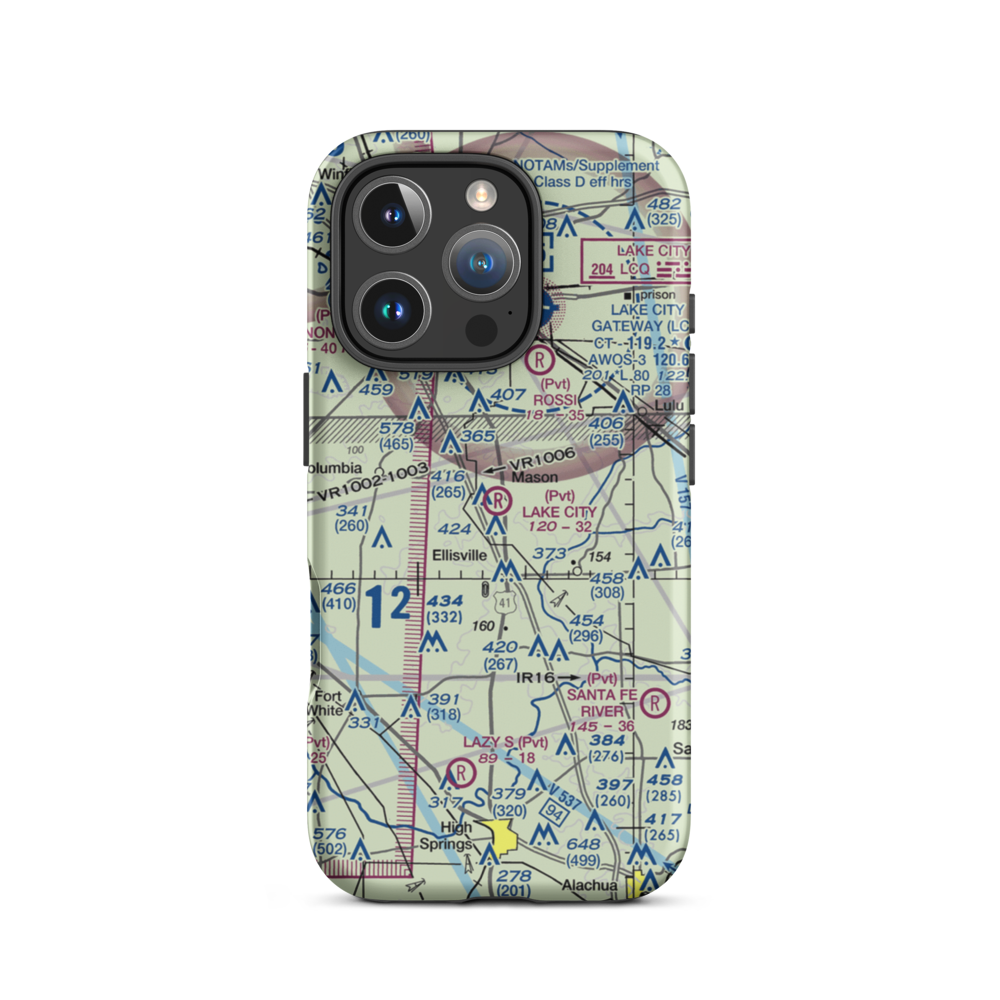 Lake City Airpark (FL27) VFR Sectional  Tough iPhone Case iPhone 16 Pro model shown