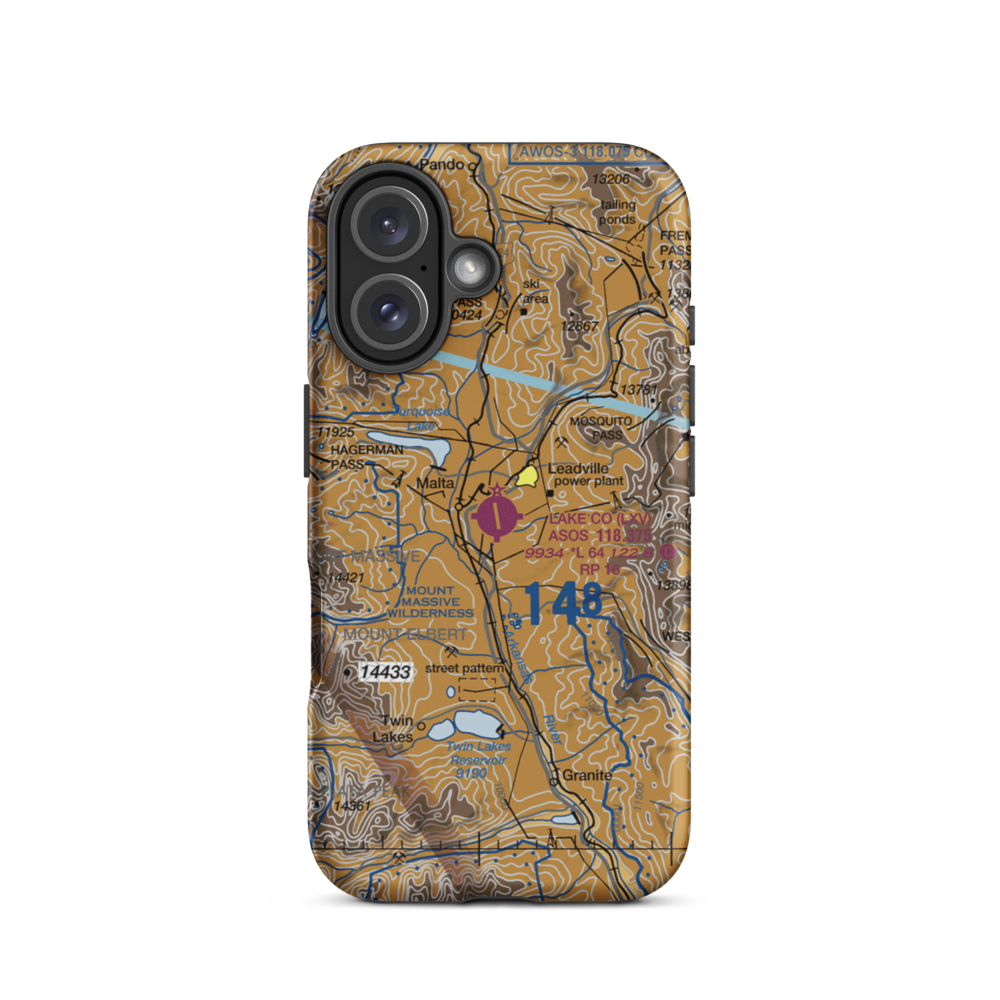 Lake County Airport (LXV) VFR Sectional  Tough iPhone Case iPhone 16 model shown