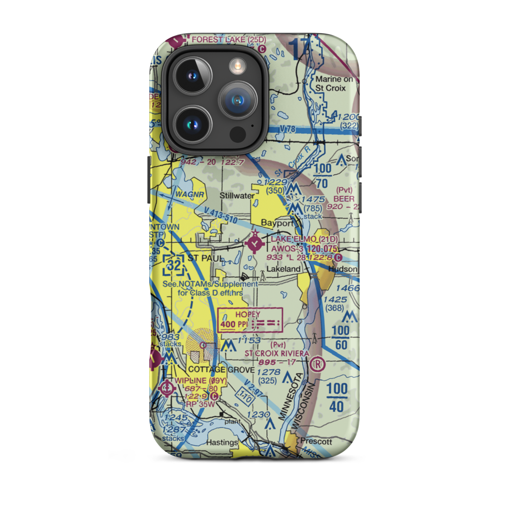 Lake Elmo Airport (21D) VFR Sectional  Tough iPhone Case iPhone 16 Pro Max model shown