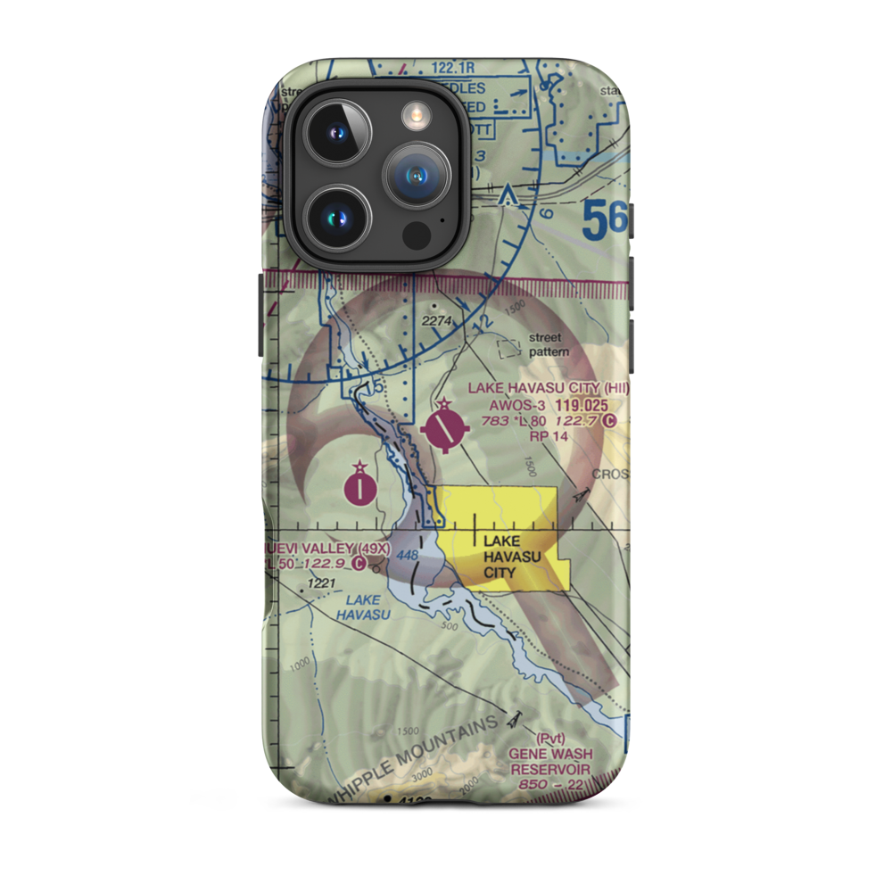 Lake Havasu City Airport (HII) VFR Sectional  Tough iPhone Case iPhone 16 Pro Max model shown