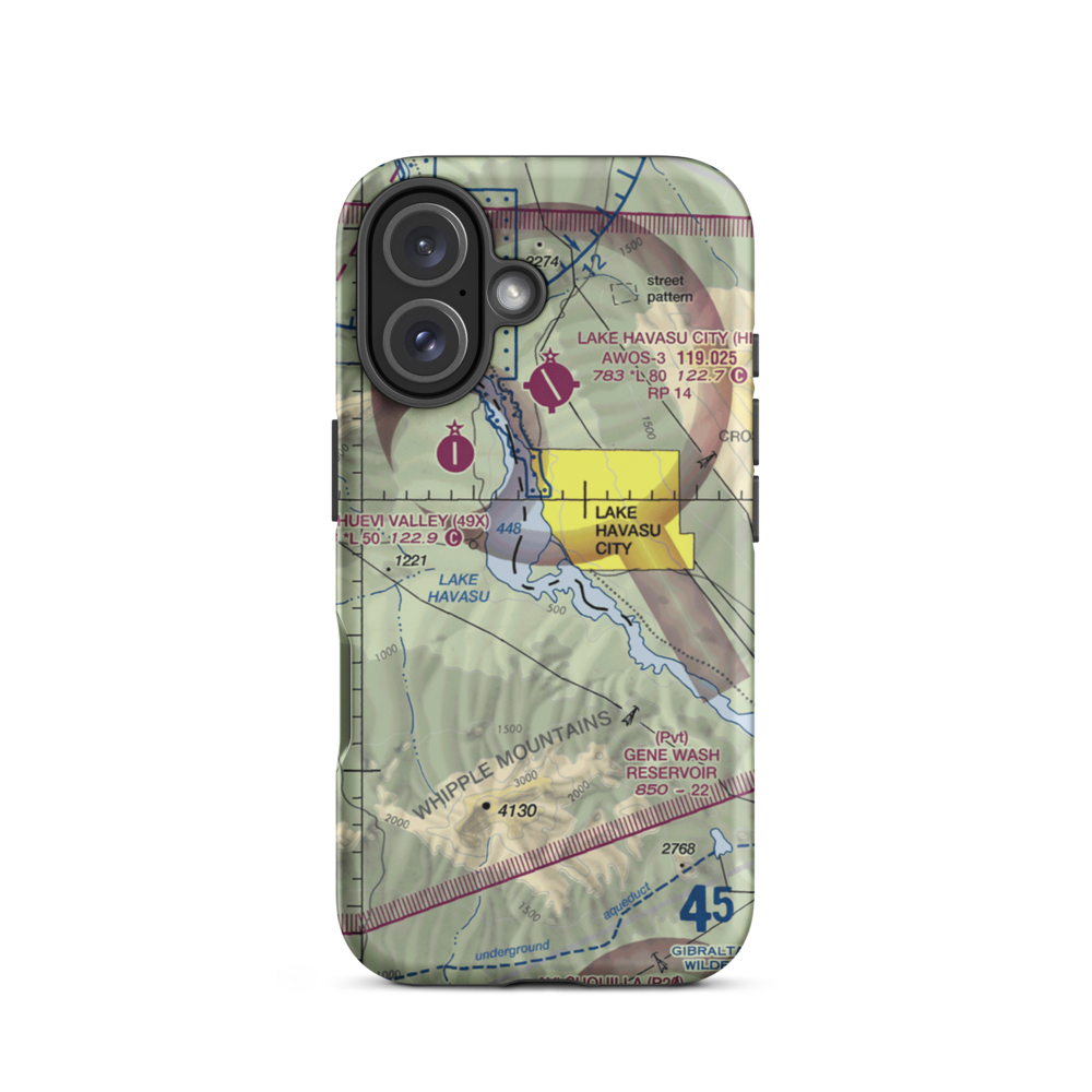 Lake Havasu City Airport (HSU) VFR Sectional  Tough iPhone Case iPhone 16 model shown