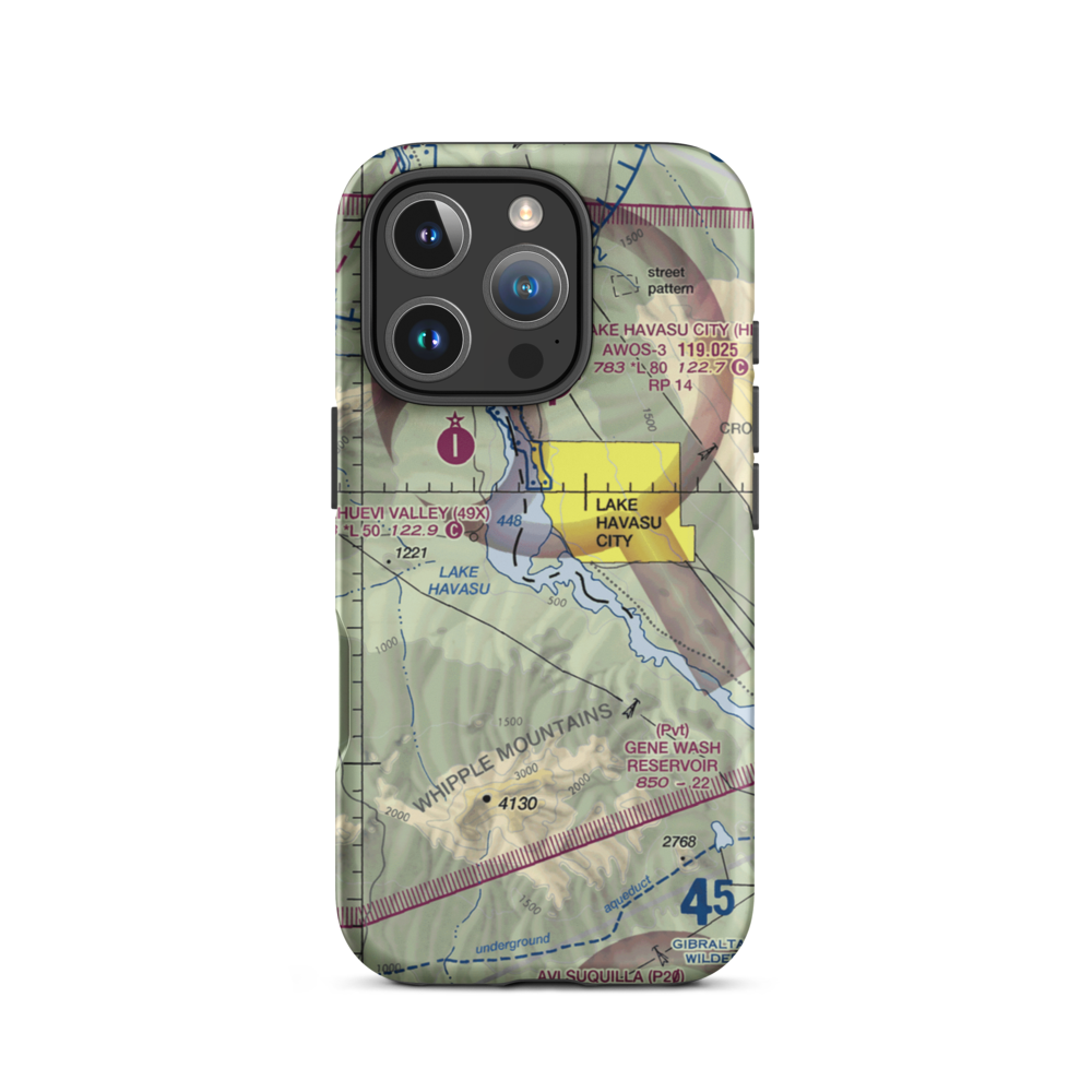 Lake Havasu City Airport (HSU) VFR Sectional  Tough iPhone Case iPhone 16 Pro model shown